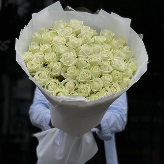 51 белая роза 70см